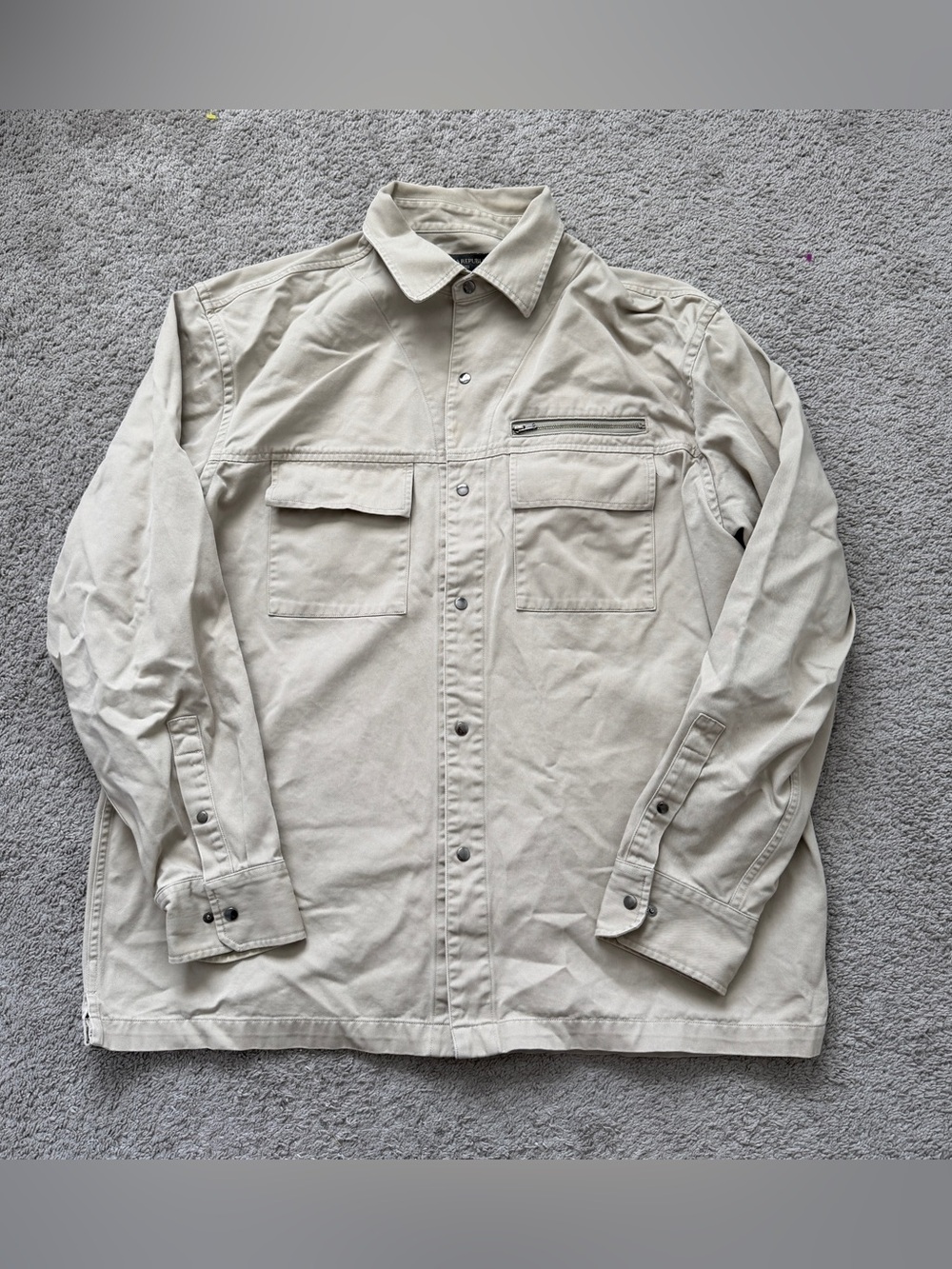 Vintage Banana Republic Men XL Khaki Heavyweight Twill Utility Snap Shirt Jacket